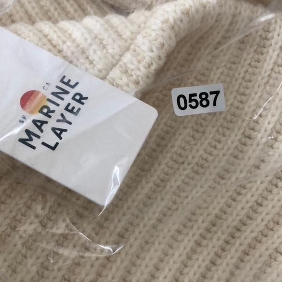 Marine Layer Skylar Sweater Knit Chevron Mock Turtleneck Pullover Ivory NWT XL - Picture 7 of 8